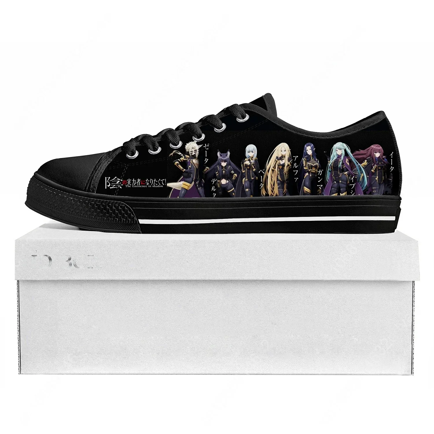 

Кроссовки Cartoon The Eminence in Shadow Low Top, мужские и женские, высококачественные кеды из канваса, парная обувь, черные кроссовки на заказ