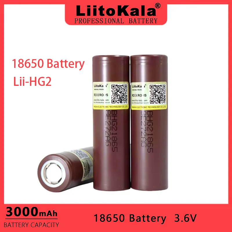 Liitokala New HG2 3000mAh  18650 Battery 3.6V  Lithium Continuous Discharge 20A Dedicated Electronic Power Battery