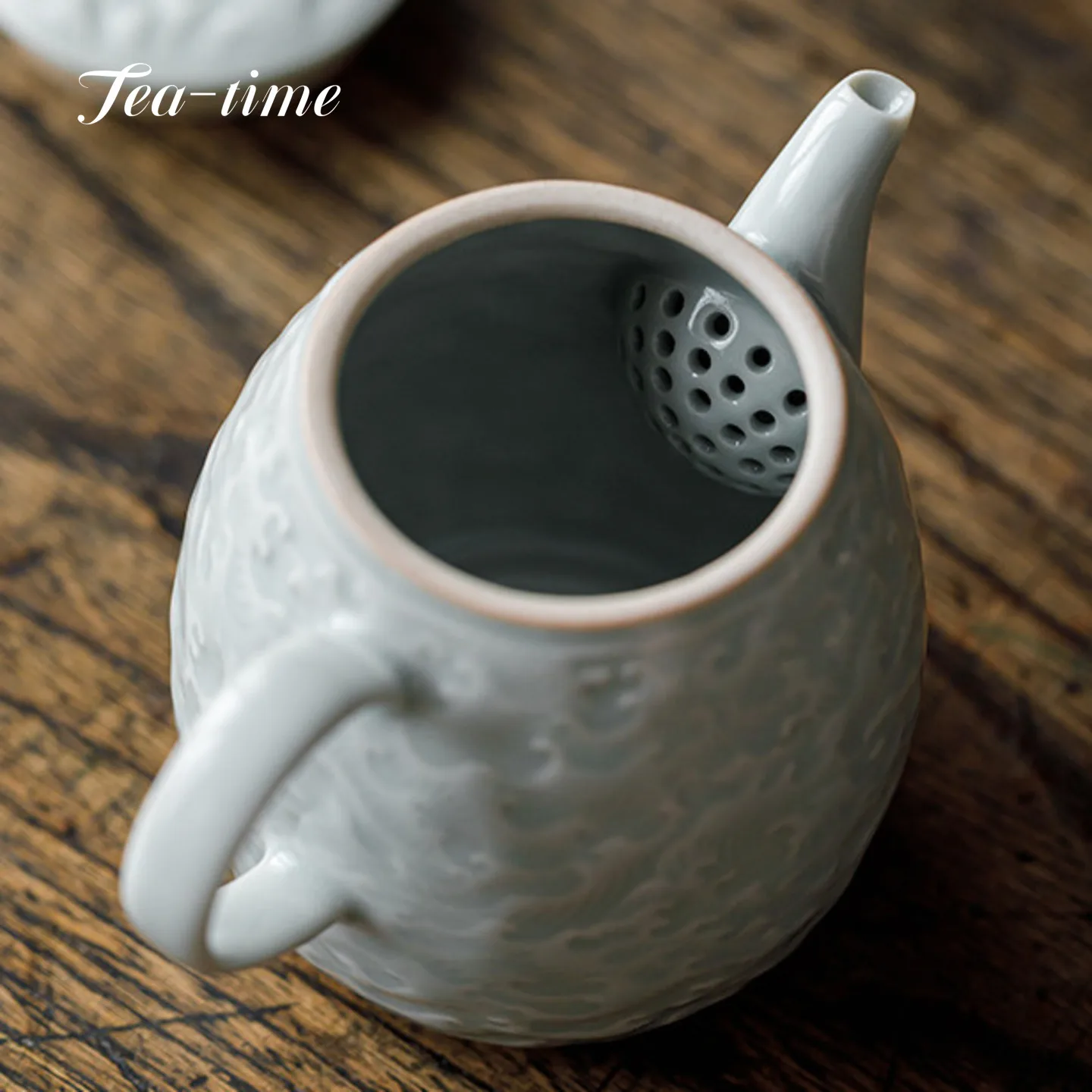 السماء الزرقاء رو فرن الإغاثة إبريق الشاي مع فلتر الشاي تخمير غلاية شاي سيراميك Infuser إبريق الشاي شاي بوير اليابانية وعاء الخزف الأواني