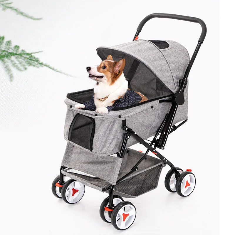 Pet Dog Puppy Cat Travel Stroller Pushchair Jogger Folding Trolley Teddy Trolleys Cage Four Wheels Outdoor