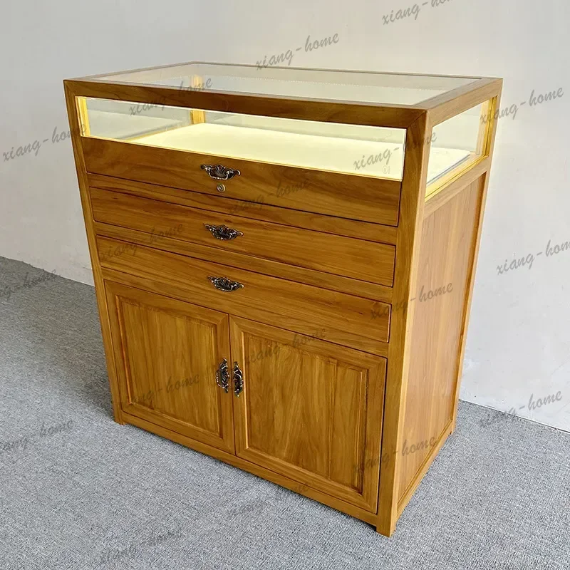 YJ Convenience Counter Jewelry Cabinet Silver Container Glass Jewelry Cabinet Exquisite Living Room Furniture Portagioie XYZBG50