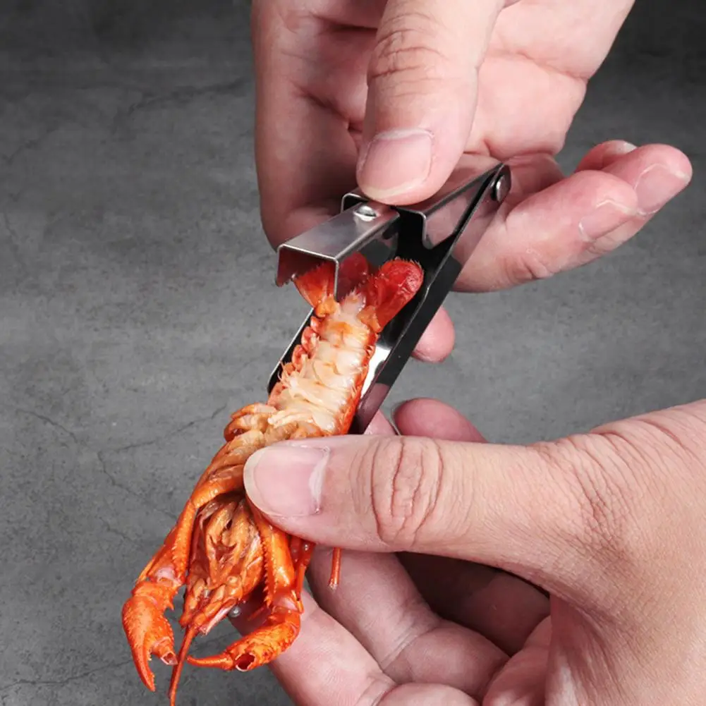 Shrimp Peeler Stainless Steel Crayfish Shell Peeler Tool Easy Crawfish Tail Remover Device Compact Seafood Shucker Shelling Tool