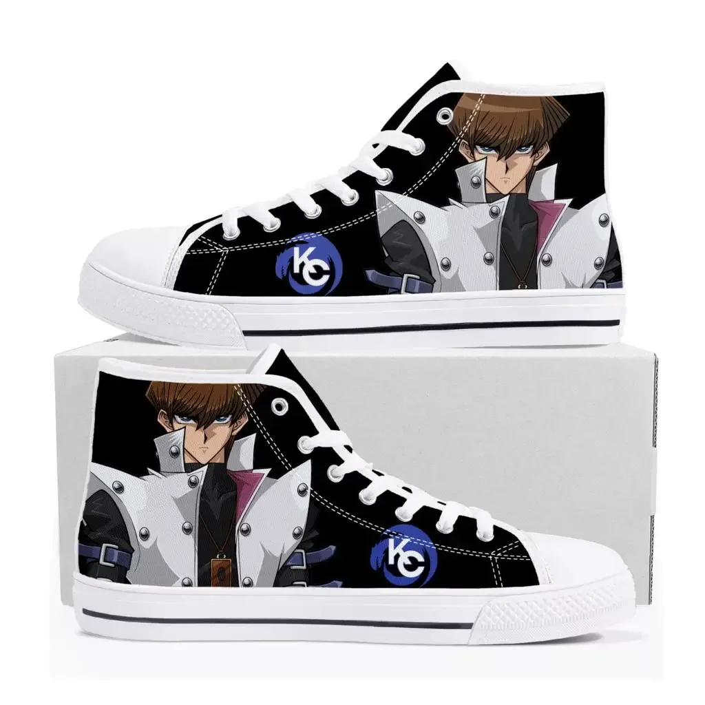 Blue Eyes White Dragon YuGiOh Seto Kaiba Zapatillas altas para hombre y mujer, zapatillas de lona para adolescentes, zapatos informales para parejas, zapatos personalizados