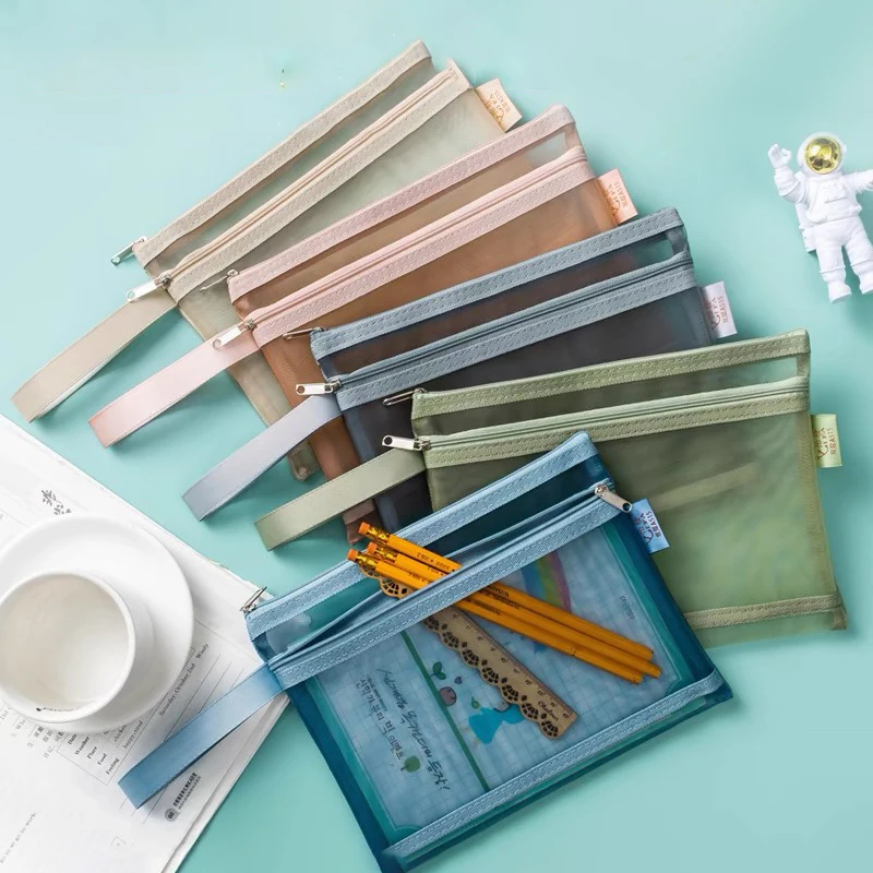 

10 шт. двухслойная сетчатая сумка на молнии, косметички A4 A5, сумки для хранения файлов, прозрачный нейлоновый органайзер на молнии для офиса и путешествий