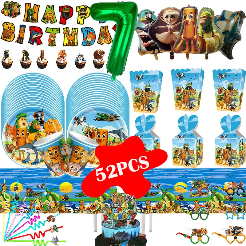 Nouveau cerveau italien décoration d'anniversaire cerveau fournitures de fête nappe ballon Tung Sahur sacs cadeaux décor de gâteau bannière heureuse