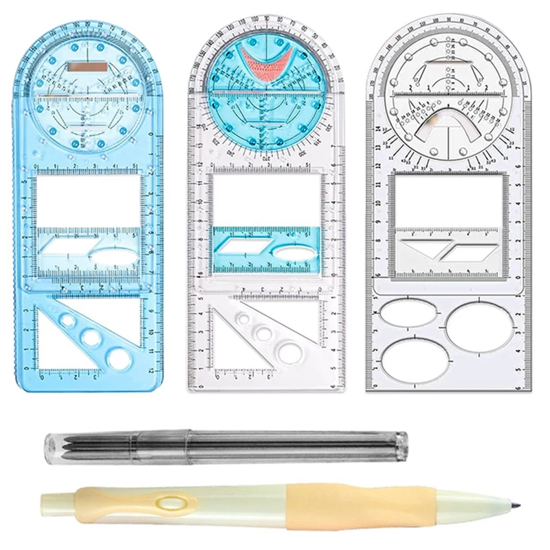 Mathematical Measuring Circle Drawing Ruler For Kids Students Office With Pencil