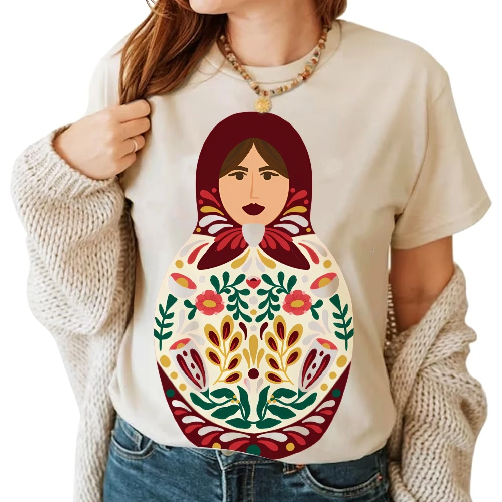 

Y2K Graphic T-shirt Stylish Matryoshka Premium Cotton High Quality Oversize Colorful Multiple Fashion Print Trendy Y2K Style