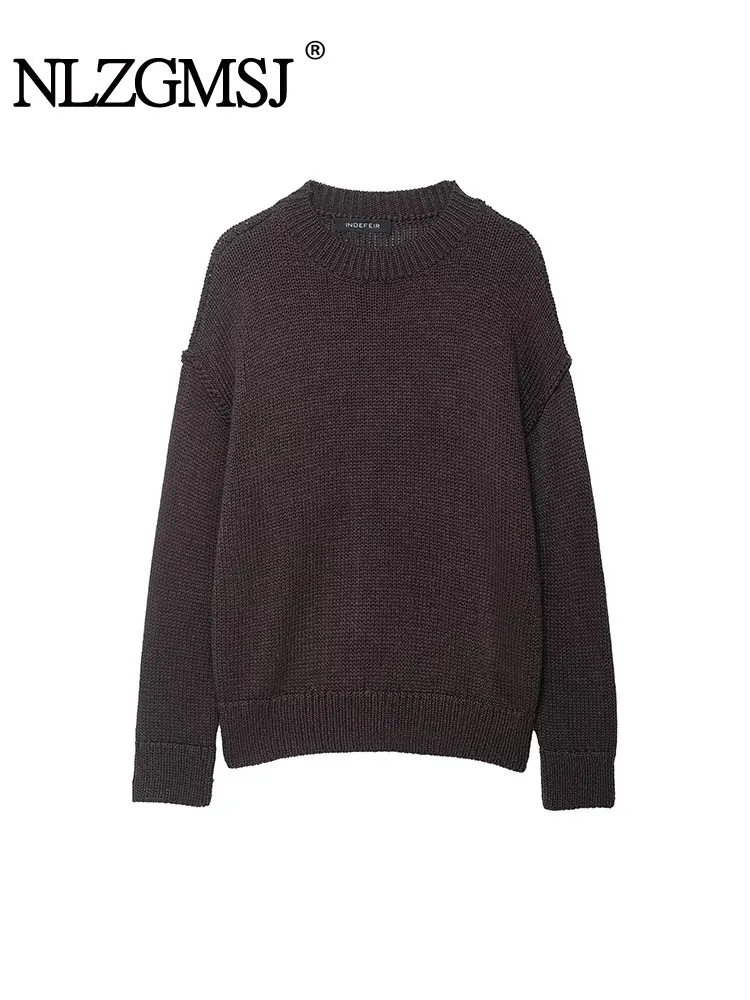 

NLZGMSJ Women's Autumn Sweater Knitted Comfortable O-neck Loose Knitted Tops Fashion Casual Knitwear Pullover