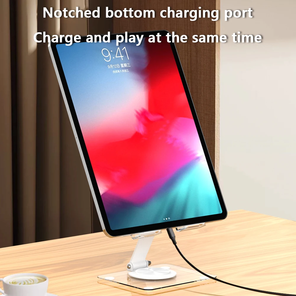 Staffa per telefono cellulare in acrilico pieghevole regolabile per iPad Pro 11 12,9 pollici/iPad 10,9 pollici per Samsung Xiaomi Huawei fino a 13 pollici