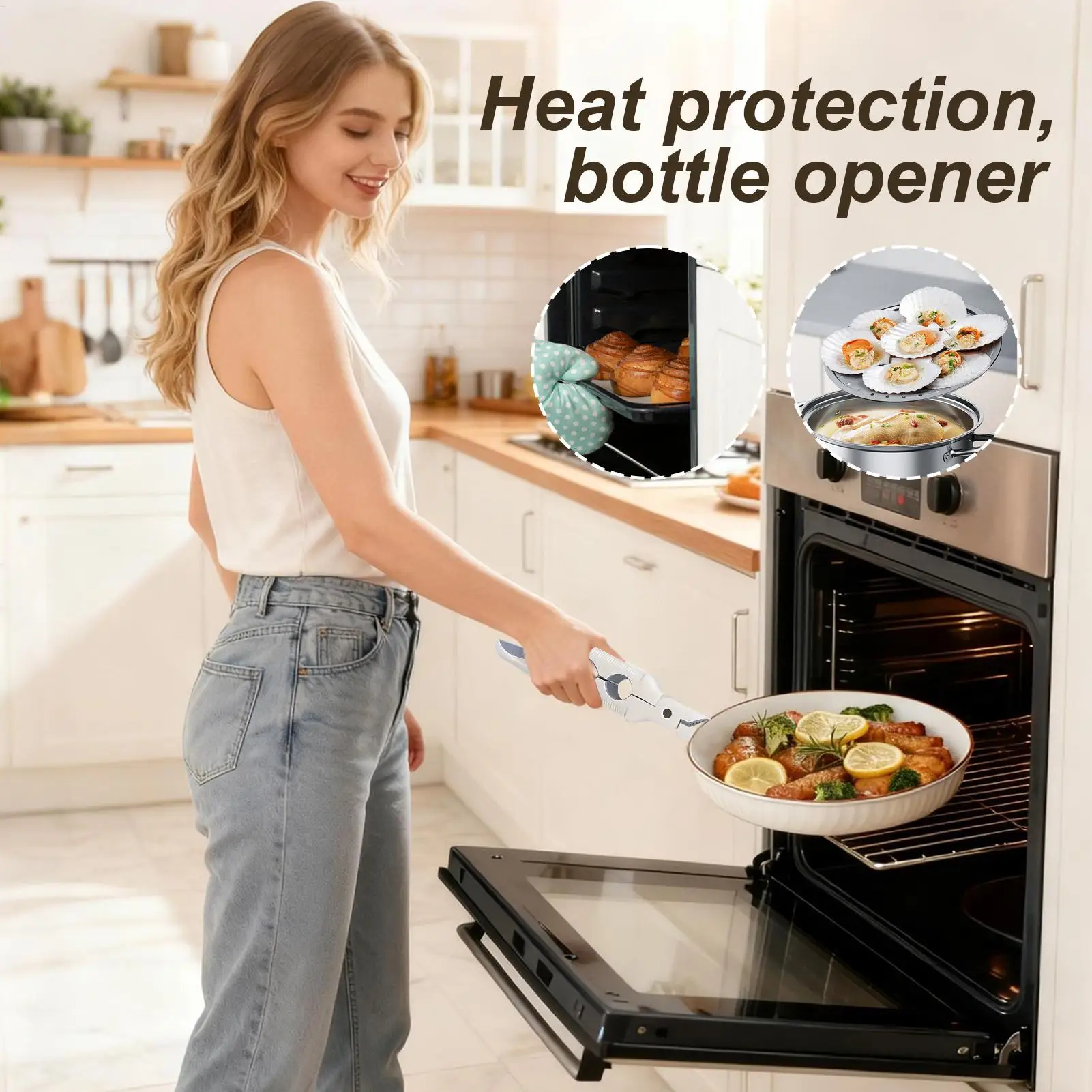 ที่คีบชามกันความร้อนอเนกประสงค์ ที่จับจานชามร้อน สำหรับเตาไมโครเวฟ เตาครัว และเตาย่าง