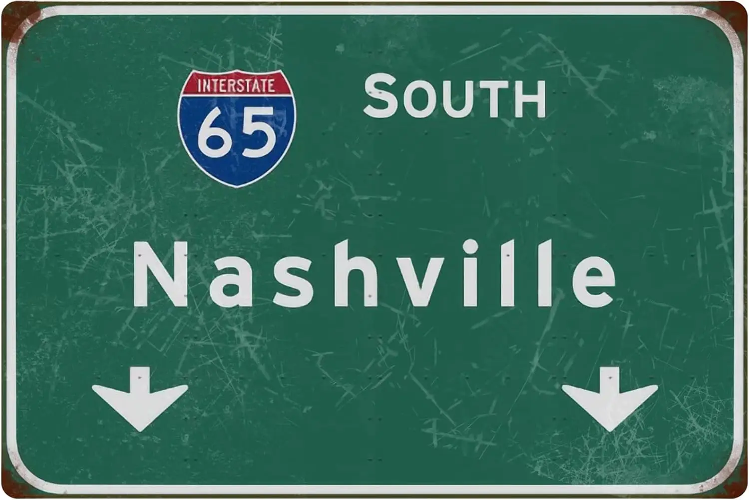 Tin Sign Vintage South Nashville Interstate 65 Road Sign Home Bar Club Cafe Restaurant Highway Direction Sign Art Wall Hanging W