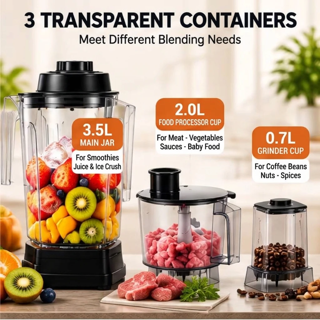 2PCS Commercial Blender 3.5L High Speed Smoothie Maker Food Processor Ice Crusher, Buy 1 Get 1 Free