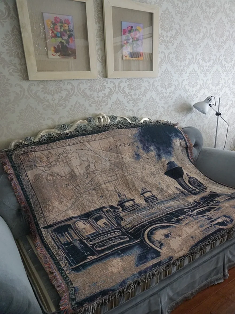 Shabby chic train cotton vintage carpet thick rural style sofa throw blanket bed cover living room bedroom Felts tapestry