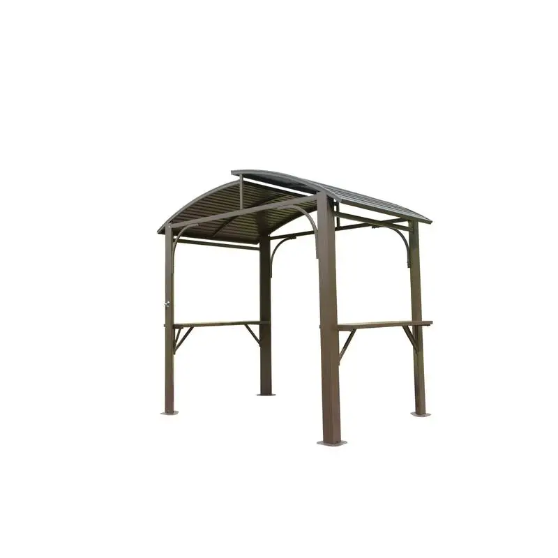 

8x5FT Arc Roof BBQ Canopy Tent for Outdoor Grill with Double Galvanized Steel Roof and 2 Side Shelves for Patio Garden