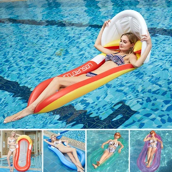2024 Water Hammock Recliner Inflatable Floating Swimming Pool Bed Outdoor Foldable Water Bed Pool Lounger