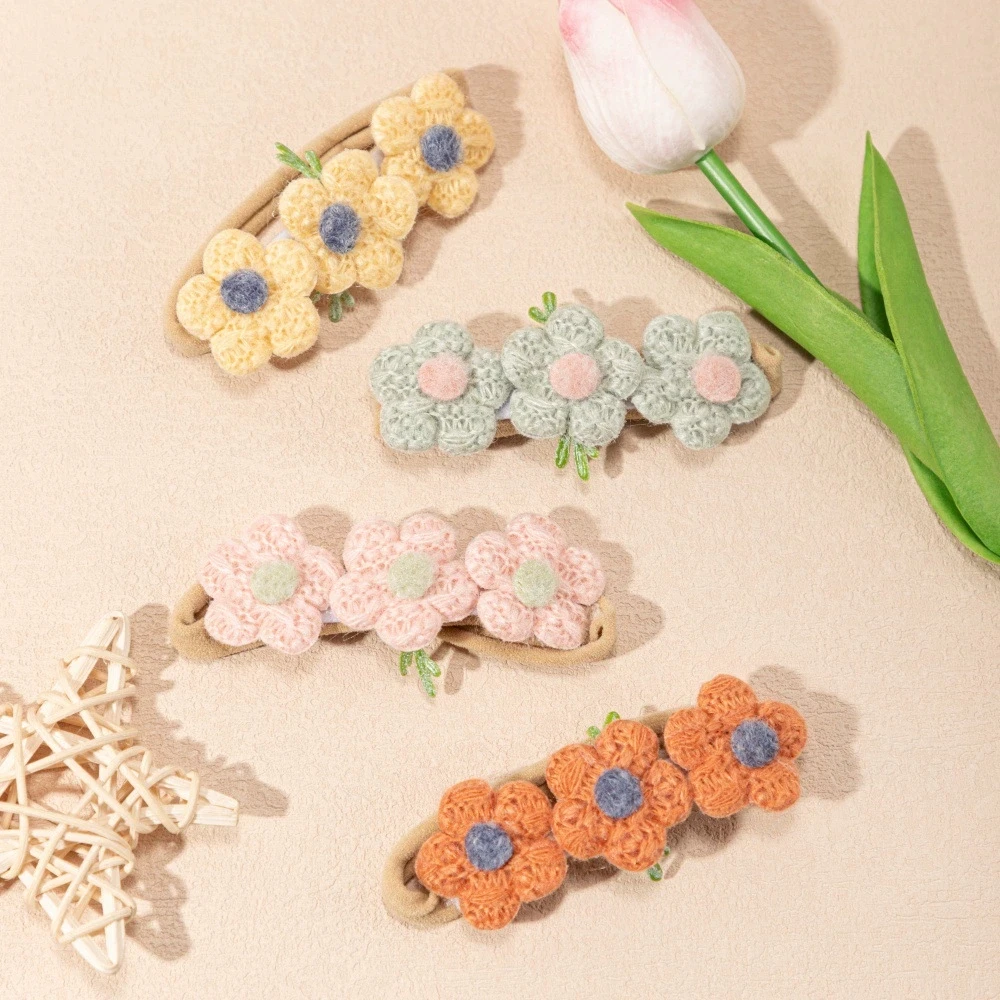 

Baby Headbands Handmade Woolen Crochet Flowers Turban Kid Elastic Hairbands Girls Nylon Hair Band Children Hair Accessories