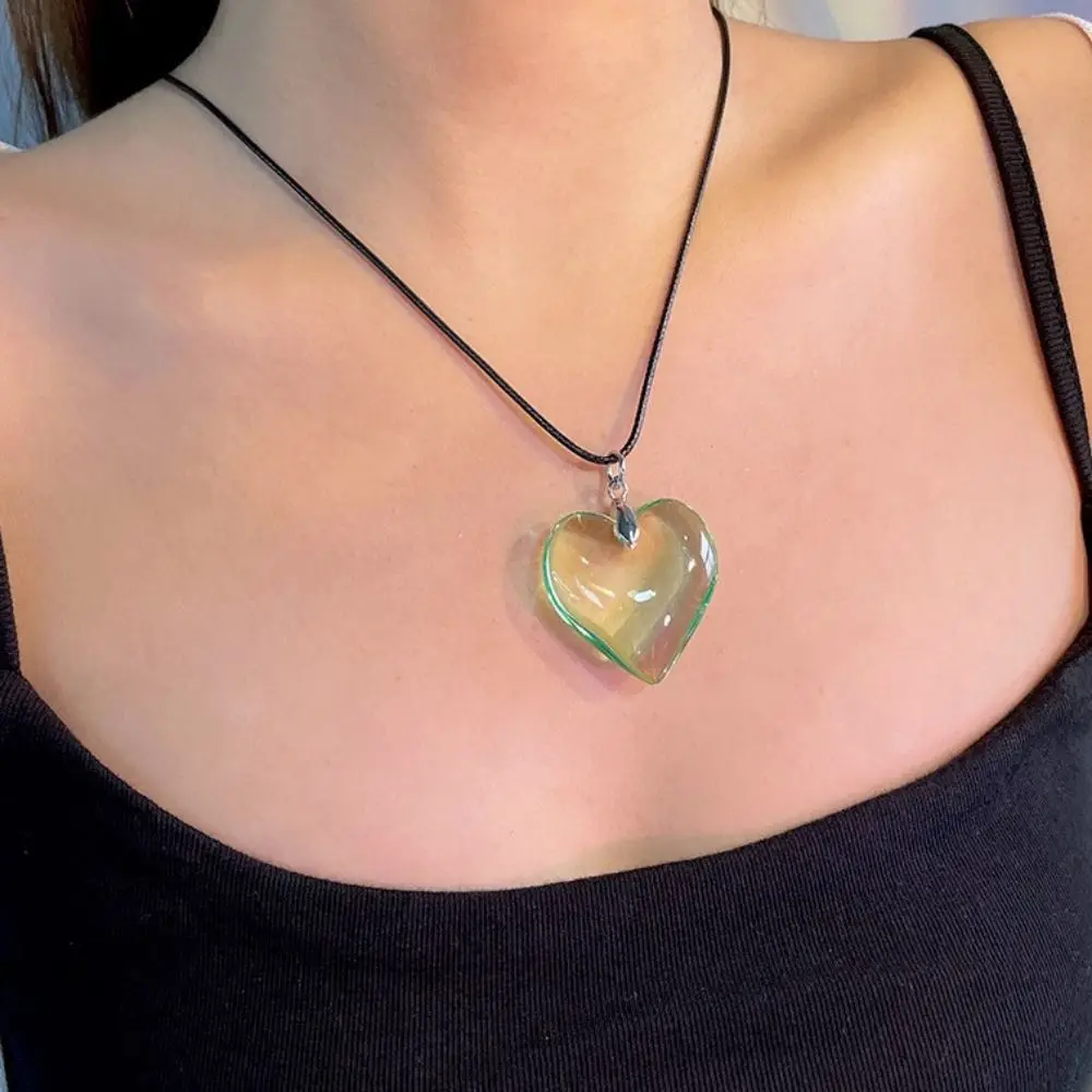 Punk Heart Crystal Necklace Gothic Vintage Red Heart Pendant Lover Choker Y2K Jewelry Heart Necklaces Choker Friends Gift