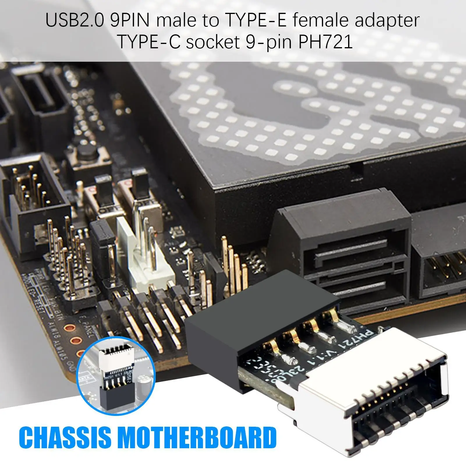 USB C Motherboard Adapter TYPE-C socket 9-pin Chassis Motherboard USB2.0 9PIN High-Speed Male to Type-E Female Extension Adapter