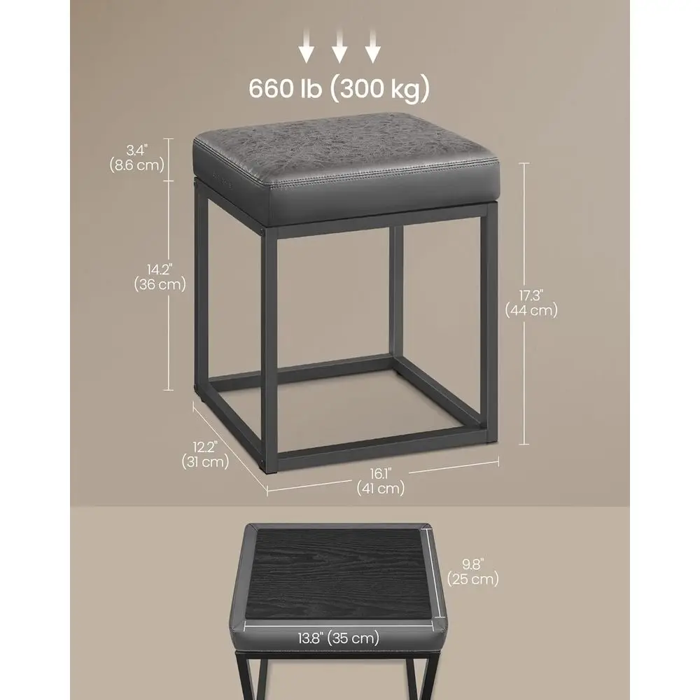 Gray Ottoman with Storage, Vanity Chair, Reversible Top, Side Table, 660 lb Load, Suitable for Bedroom, Living Room, Entryway