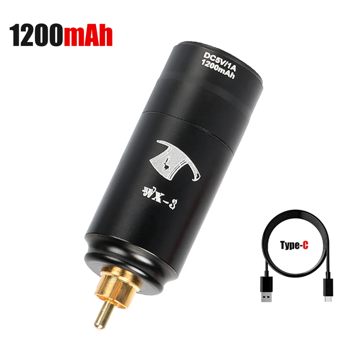 

Tattoo Power Supply Lightweight Wireless Tattoo Battery 1200mAh RCA Connector Rechargeable Type-C for Tattoo Machine Pen