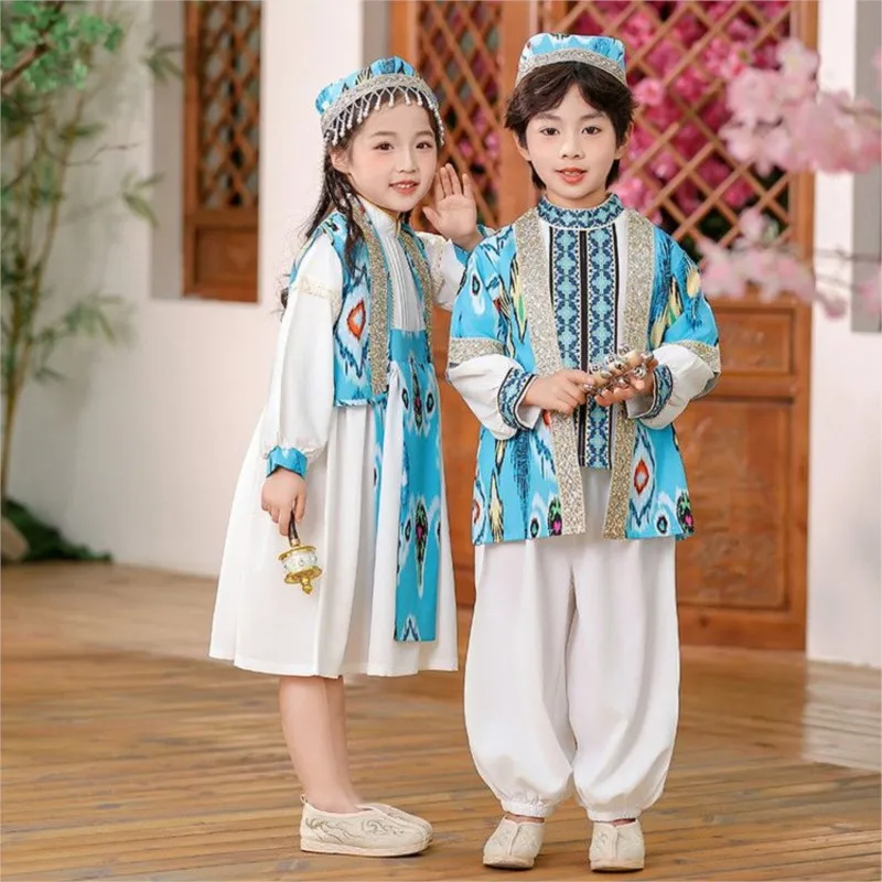 

Children's Long Sleeve Printed Top Pants Set Girls' Ethnic Performance Dress Boys' Spring/Autumn Travel Photography Prop LI705