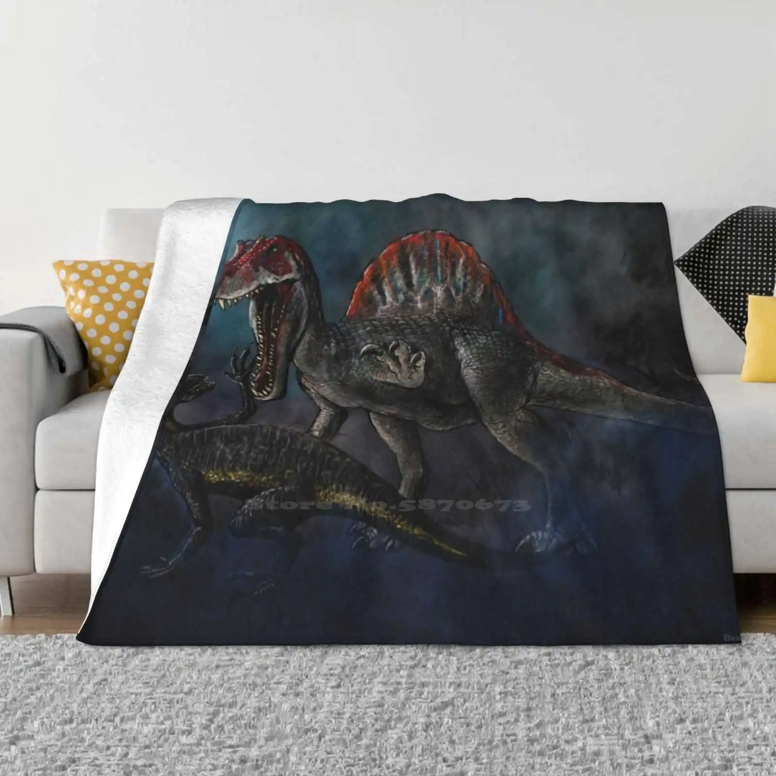 Spinosaurus Vs Indominus Rex Dinosaur Battle Tutte le dimensioni Coperta morbida Decorazioni per la casa Biancheria da letto Dinosauri Indoraptor Spinosaurus