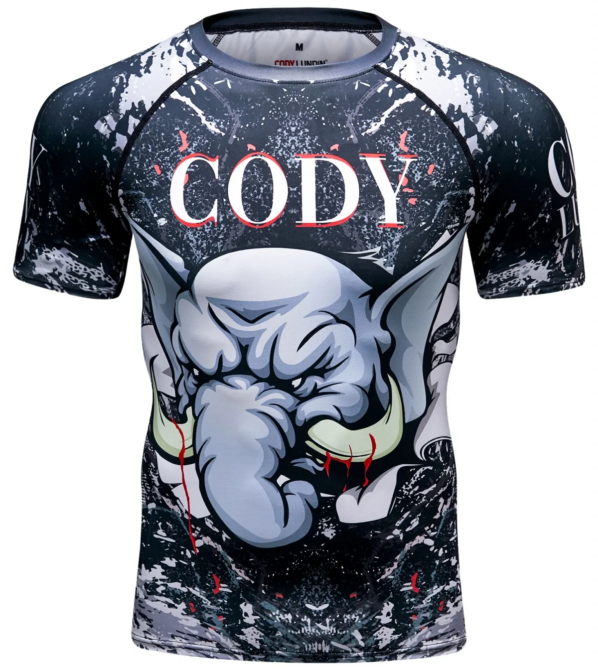 

Men's Compression Shirts Short Sleeve Printing Dry Fit T Shirt Fitness Running Athletic Workout Sports Baselayer Tee (1346)