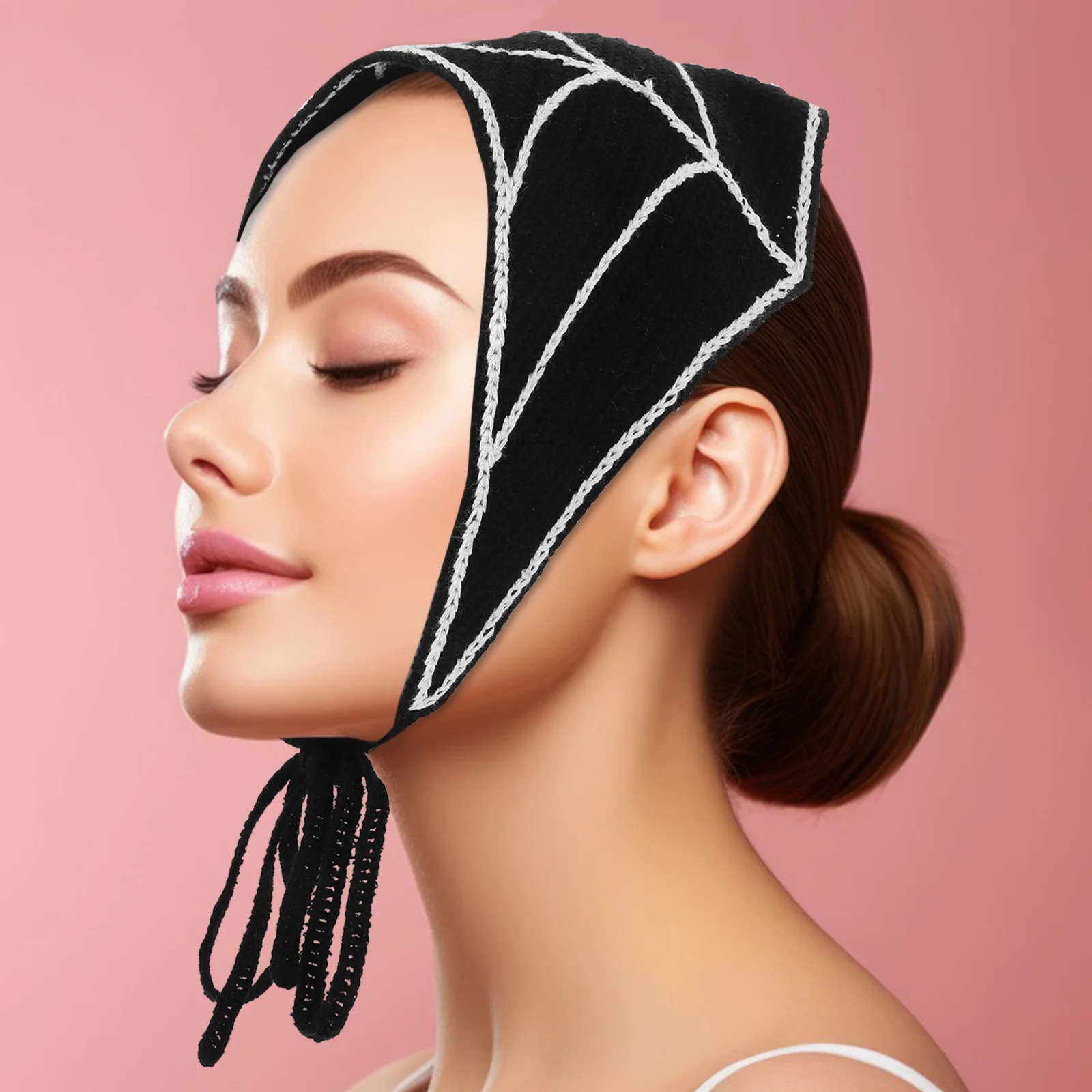

2pcs Gothic Head Scarf Crochet Bandana Halloween Hair Accessories For Women Spider Headpiece