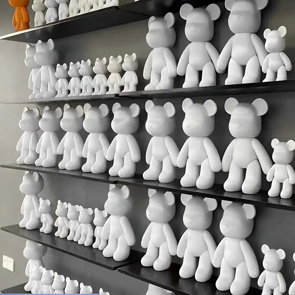 New Graffiti Painted Fluid Violent Bear White Body Ornaments DIY Handmade Personalized Model Home Desktop Decoration Accessories
