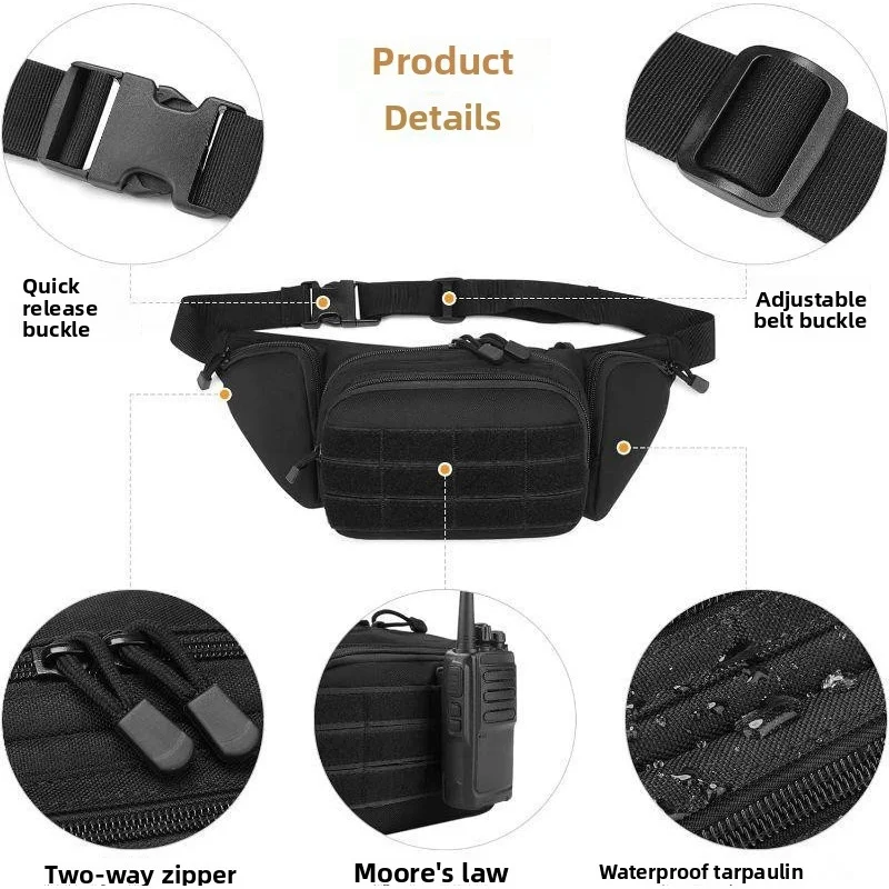 Tactical Military Waist Fanny Pack, Large Capacity Nylon Sling Chest Bag for Men, Outdoor Sports, Running, Hiking, Camping