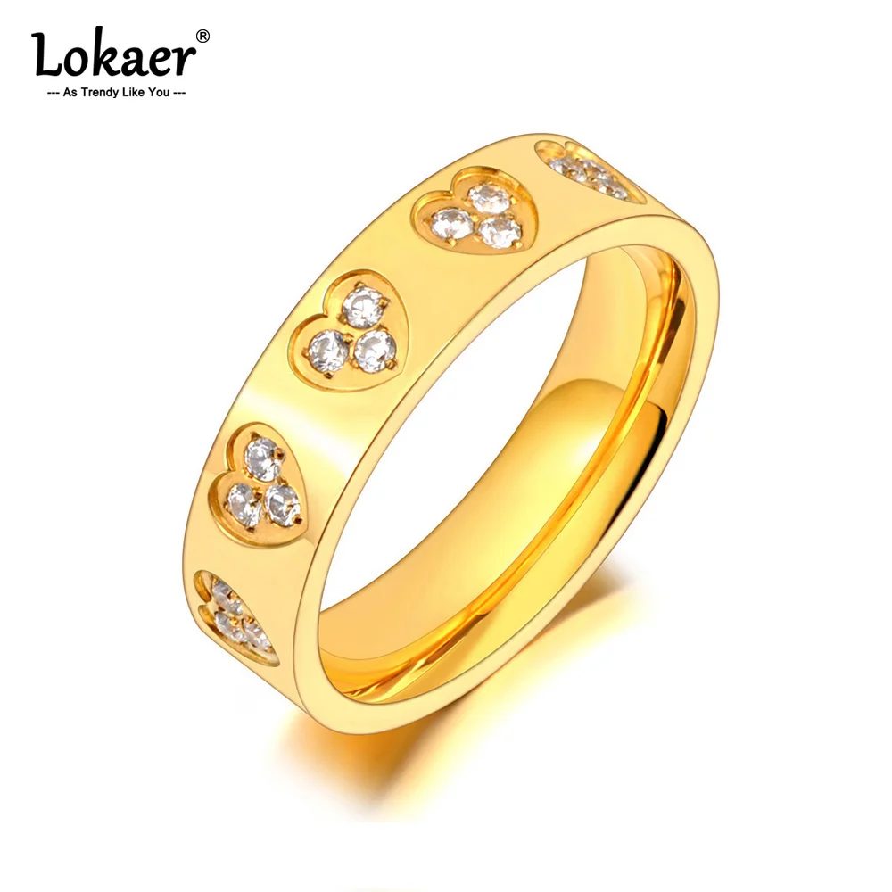 

Женское Обручальное Кольцо Lokaer, роскошное кольцо из нержавеющей стали с блестящим кубическим цирконием, изысканное ювелирное изделие с имитацией сердца, R23025