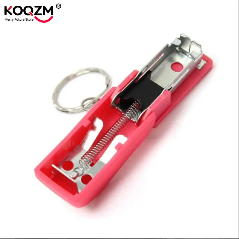 Kawaii Mini Stapler Office School Paper Document Bookbinding Staplers with Keychain Stationery Accessories Random Color
