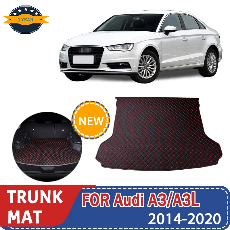 

For Audi A3/A3L 2014-2020 Artificial Leather Car Trunk Mat Rear Trunk Cargo Protective Mat Car Interior Accessories