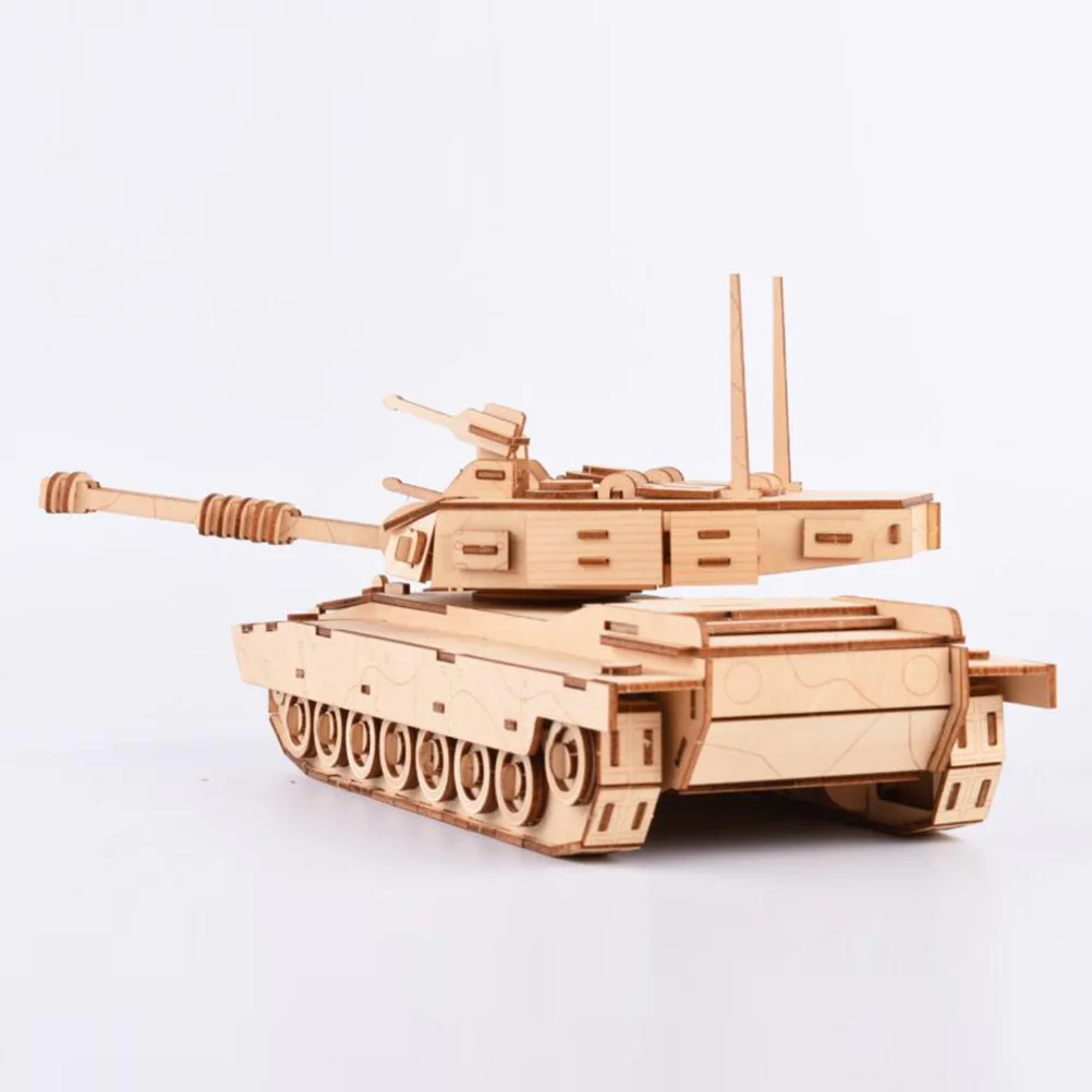 Wooden 3D Puzzle Bright Color Tank Educational Assemble Crafts for Kids Creative Imagination Skill Development Decorative