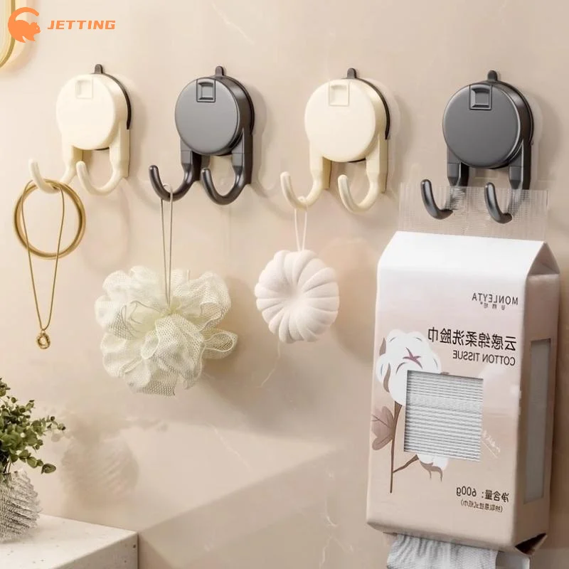 (New) 1Pc Suction Cup Hook No Drilling Required Dual Hooks Strong Load Bearing Bathroom Kitchen Door Back Clothes Hook