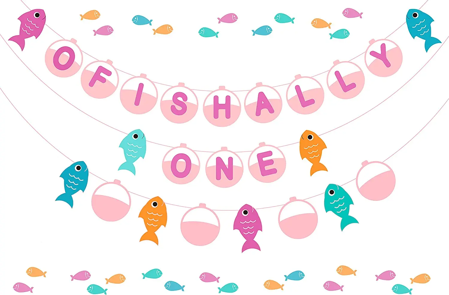 

Cheereveal Ofishally One Banner The Big One Fishing 1st Birthday Party Supplies for Girls Pink First Birthday Party Decorations