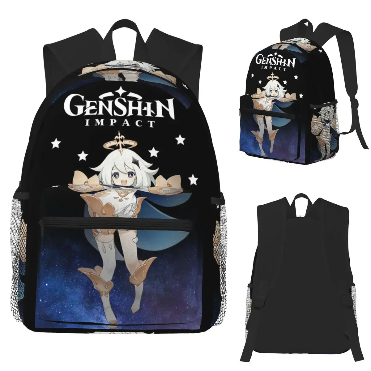 Genshin Impact Paimon  Student Backpack School Bag Hiking Travel Daypack for Boys Girls Fashion Bookbag Shoulder Bags