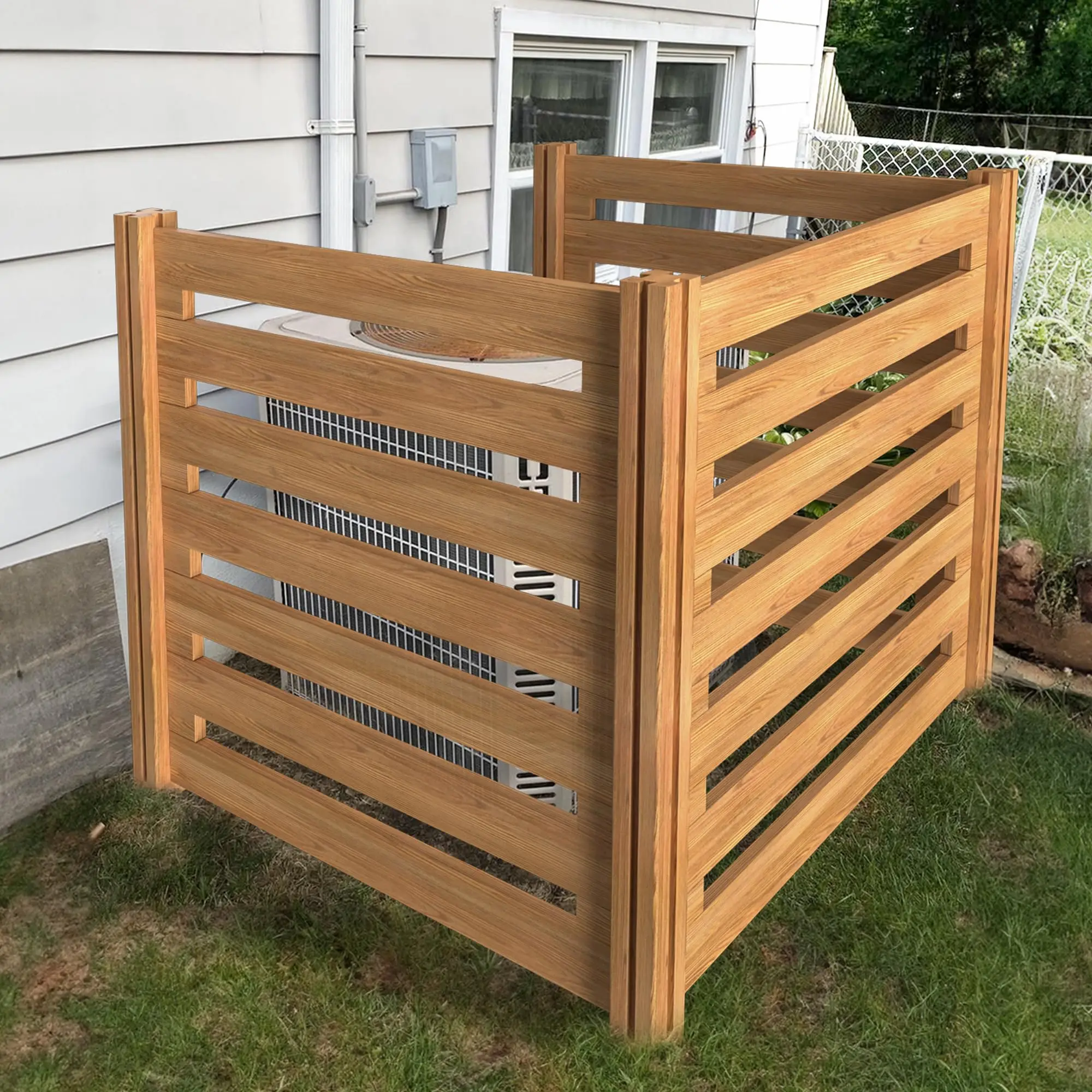 

Air Conditioner Fence Wood Composter Bin 3 Panels 36 "L x 36 "W x 36 "H Privacy Screens Fence Panels for Outside