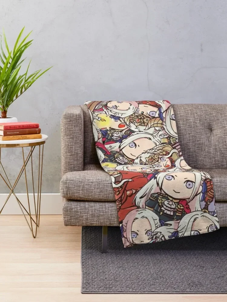 Fire Emblem Three Houses: Chibi Edelgard Collage Throw Blanket Luxury Throw Personalized Gift for sofa Flannel sofa bed Blankets