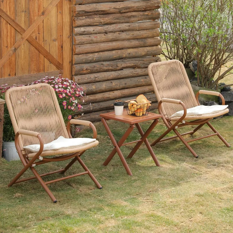 Balcony leisure chair household lunch break waterproof sunscreen rattan chair back chair