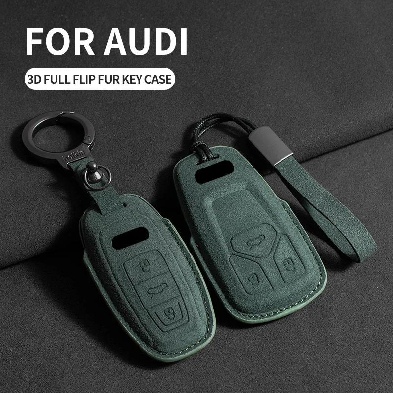 

Suede Leather Car Remote Key Case Cover Shell Fob For Audi A3 A4 B9 A5 A6 8S 8W Q5 Q7 4M S4 S5 S7 TT TTS TFSI RS Accessories