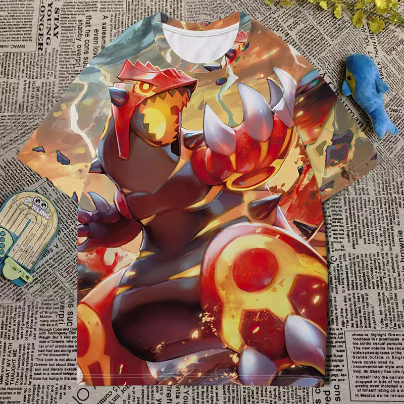 تيشيرتات Chao Pets Little Pokémon بأكمام قصيرة للأولاد والأولاد والطلاب يجلسون في Poké mon ووضع على ملابسهم.