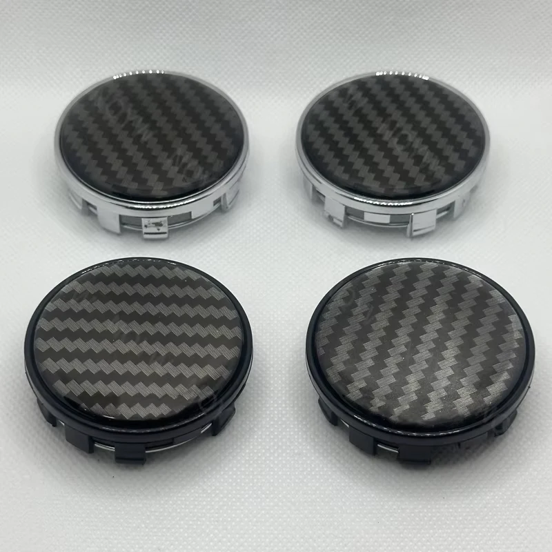 4Pcs/Set 54mm 3D Carbon Fiber Car Wheels Rim Hub Cap Car Wheel Center Caps Black Silver Hubcap Dust-proof Covers Car Accessories