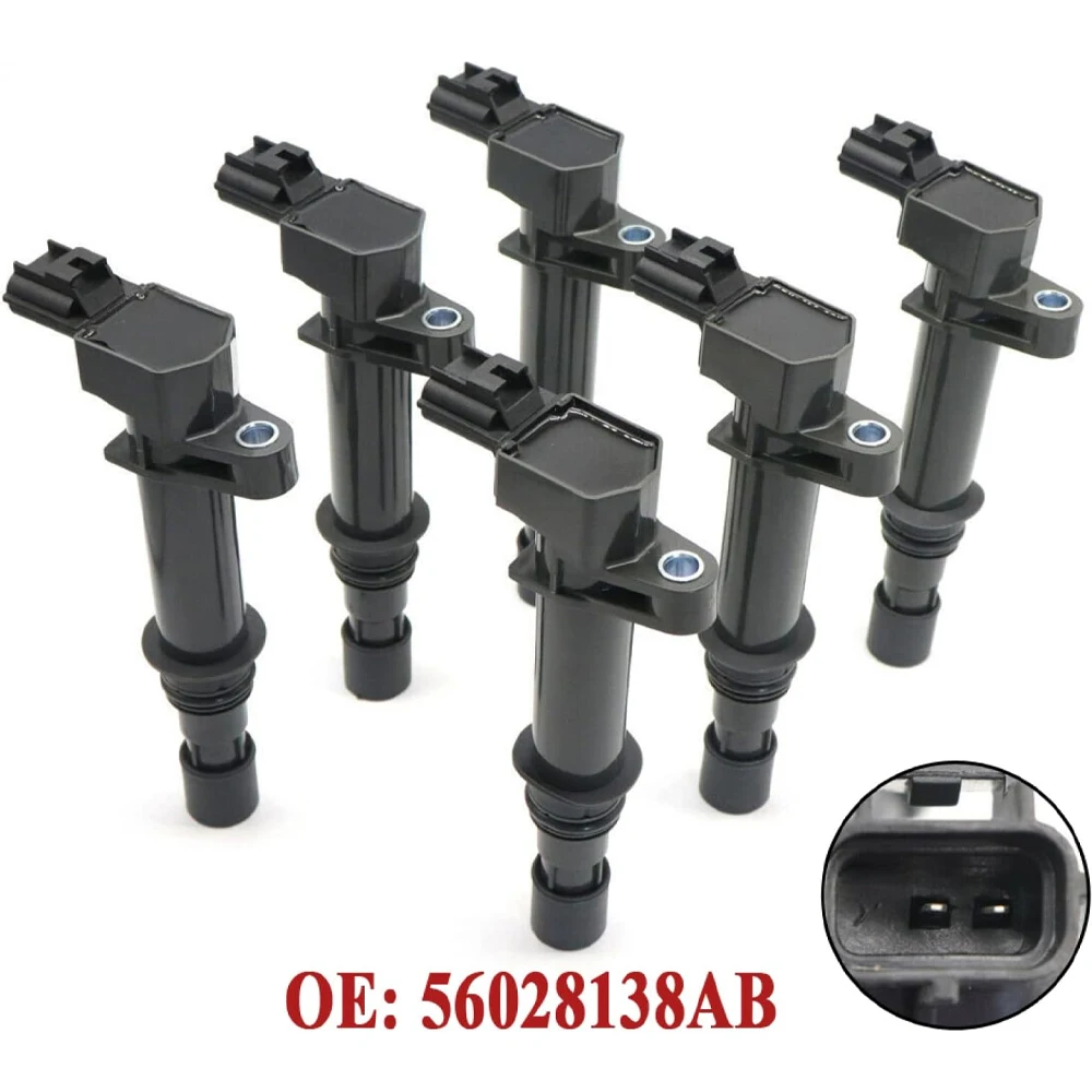 6Pcs 56028138AD Ignition Coil 56028138AF 56028138AB for Dodge RAM 1500 DURANGO NITRO Jeep GRAND CHEROKEE COMMANDER 2008 2007