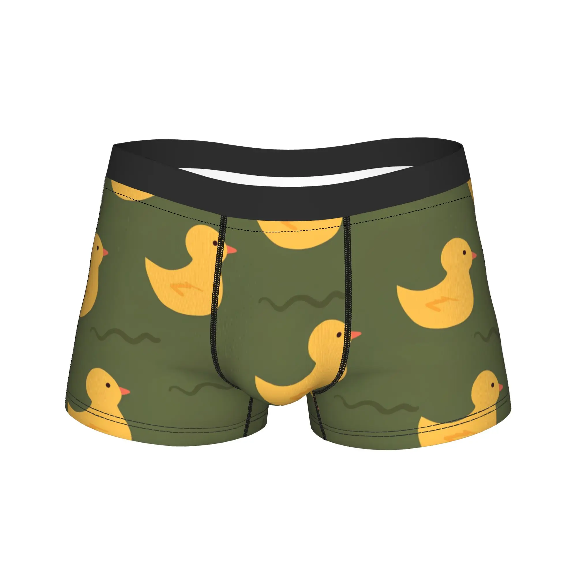 Men Little Yellow Duck Long Underwear Cartoon Novelty Boxer Briefs Shorts Panties Male Breathable Underpants Plus Size