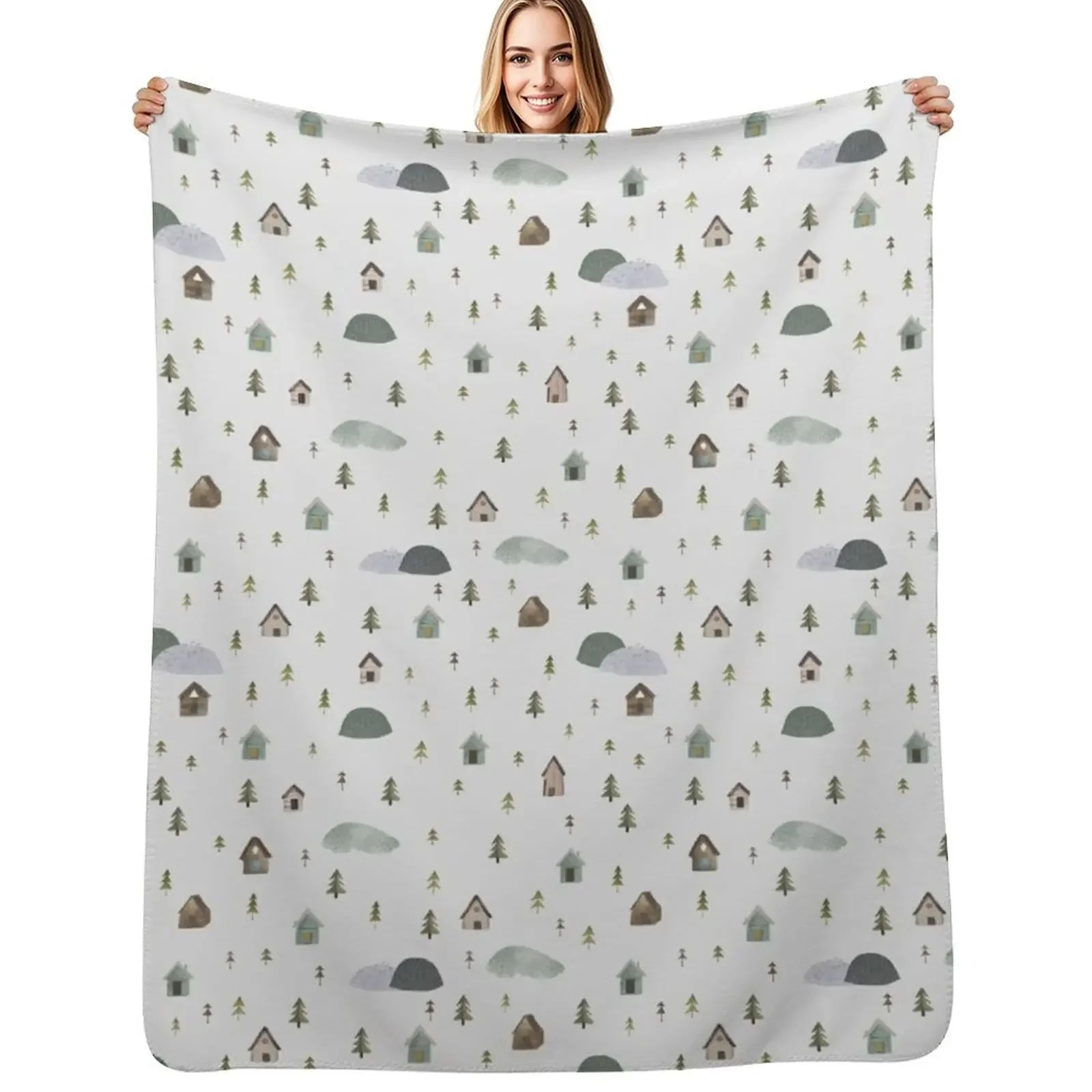 

Wonder - Woodland cabin Throw Blanket warm winter Hair Bed covers Blanket