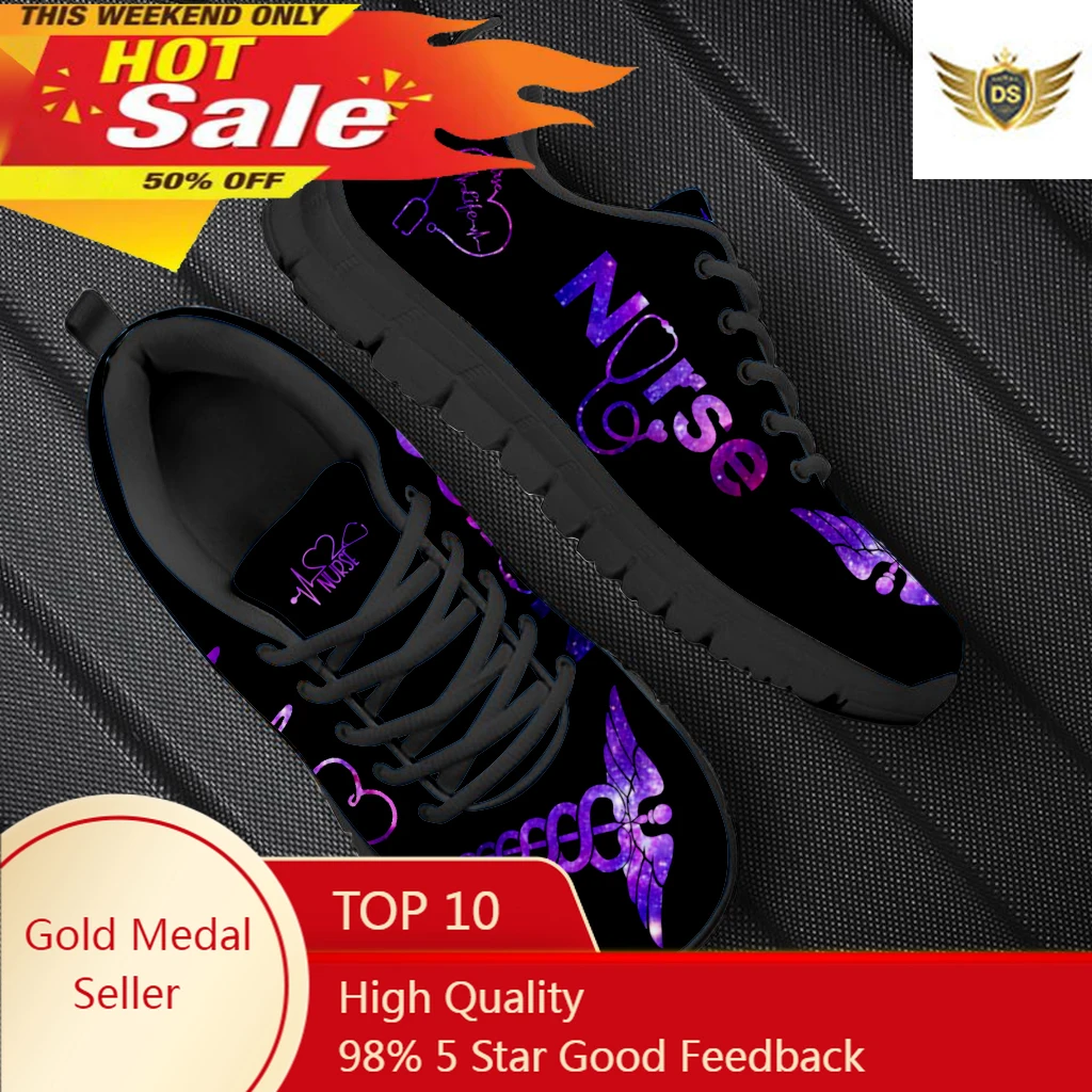 

Men's Flat Shoes Colorful Gradient Nurse/Stethoscope Heartbeat Print Flat Sneakers Casual Comfortable Men's Lace-Up Shoes