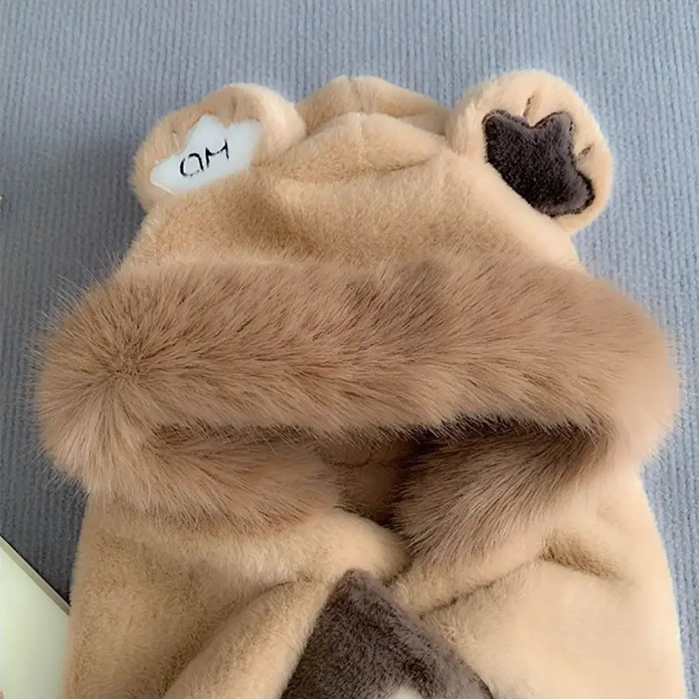 Sweet Ear Protection Scarf Cap Windproof Plush Plush Scarf Hat Rabbit Ears Thickened Cap Autumn Winter