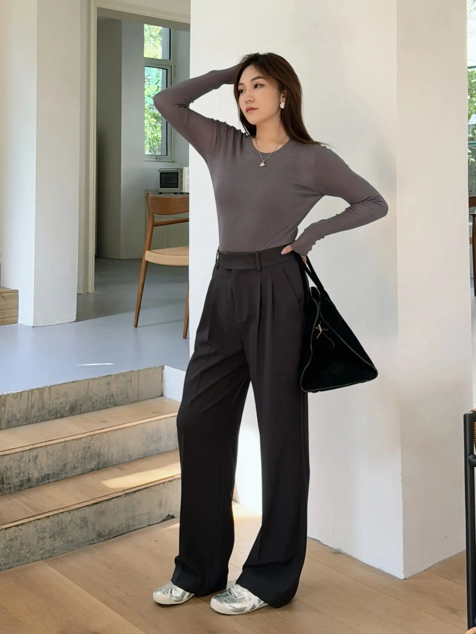 

Osenso Autumn New Commuter Wide Leg Suit Pants Basic Sle Long Leisure Pants Polyester Fiber 97% Spandex 3%