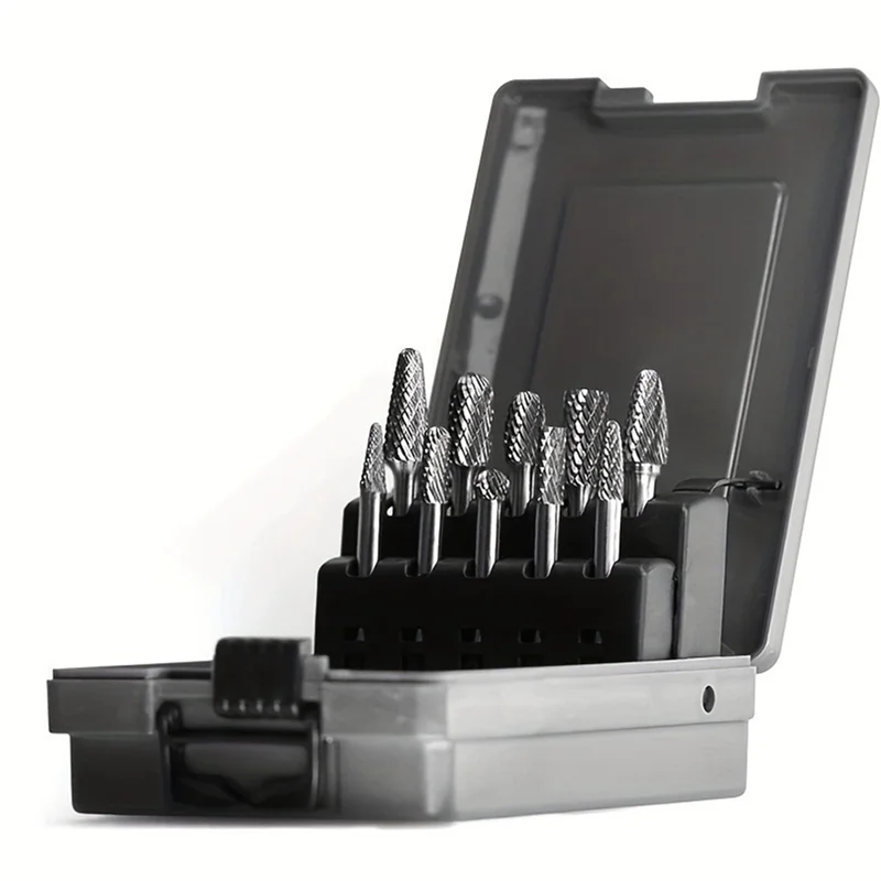 AB34-2 Set 1/4 Carbide Burr Kit 1/4 Shank Die Grinding Bit Drill Bit For Metal Rotary Tool File Welding Wood Stone Deburring